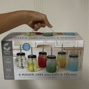 Complete Cuisine Mason Jars with Lids and Straws